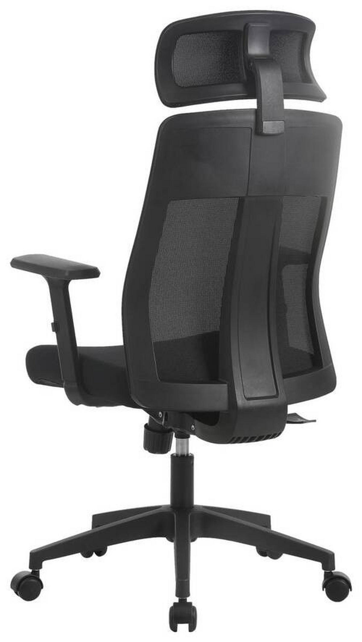 SCAUN ROTATIV  plasă tensionată, țesătură negru  - negru, Konventionell, plastic/textil (66/117-125/66cm) - Novel