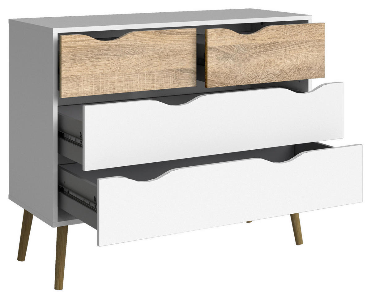 BYRÅ 98,7/81,7/39,1 cm  - vit/ekfärgad, Design, trämaterial/trä (98,7/81,7/39,1cm) - Best Price