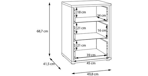 NACHTSCHRANK 50/69/42 cm  - Taupe/Silberfarben, Trend, Holzwerkstoff/Kunststoff (50/69/42cm) - Carryhome