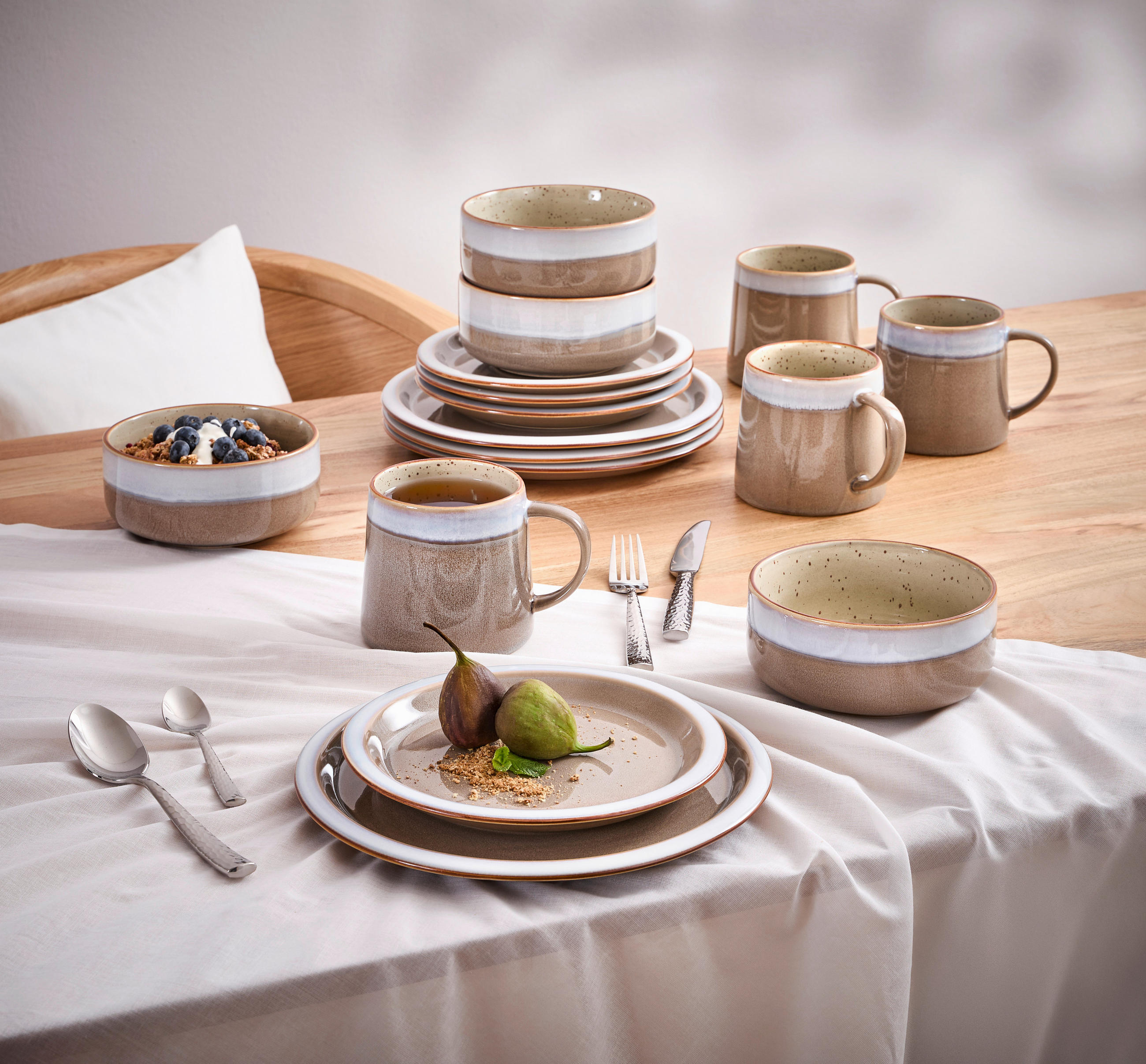 KOMBISERVICE Blau, Braun, Grau Provence 16-teilig 4 Personen  - Blau/Braun, Trend, Keramik - Landscape
