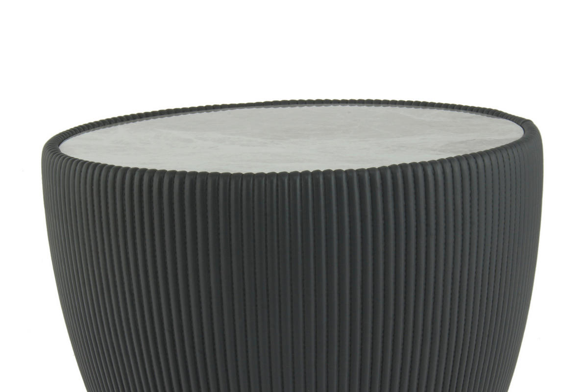 BEISTELLTISCH Dunkelgrau rund  - Dunkelgrau/Goldfarben, Design, Textil/Stein (47/45cm) - Kayoom