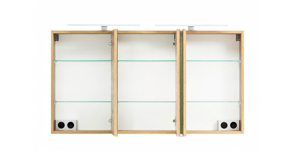 SPIEGELSCHRANK 120/64/20 cm - Eiche Wotan/Alufarben, Natur, Glas/Holzwerkstoff (120/64/20cm) - Xora