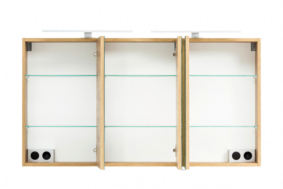 SPIEGELSCHRANK 120/64/20 cm  - Eiche Wotan/Alufarben, Natur, Glas/Holzwerkstoff (120/64/20cm) - Xora