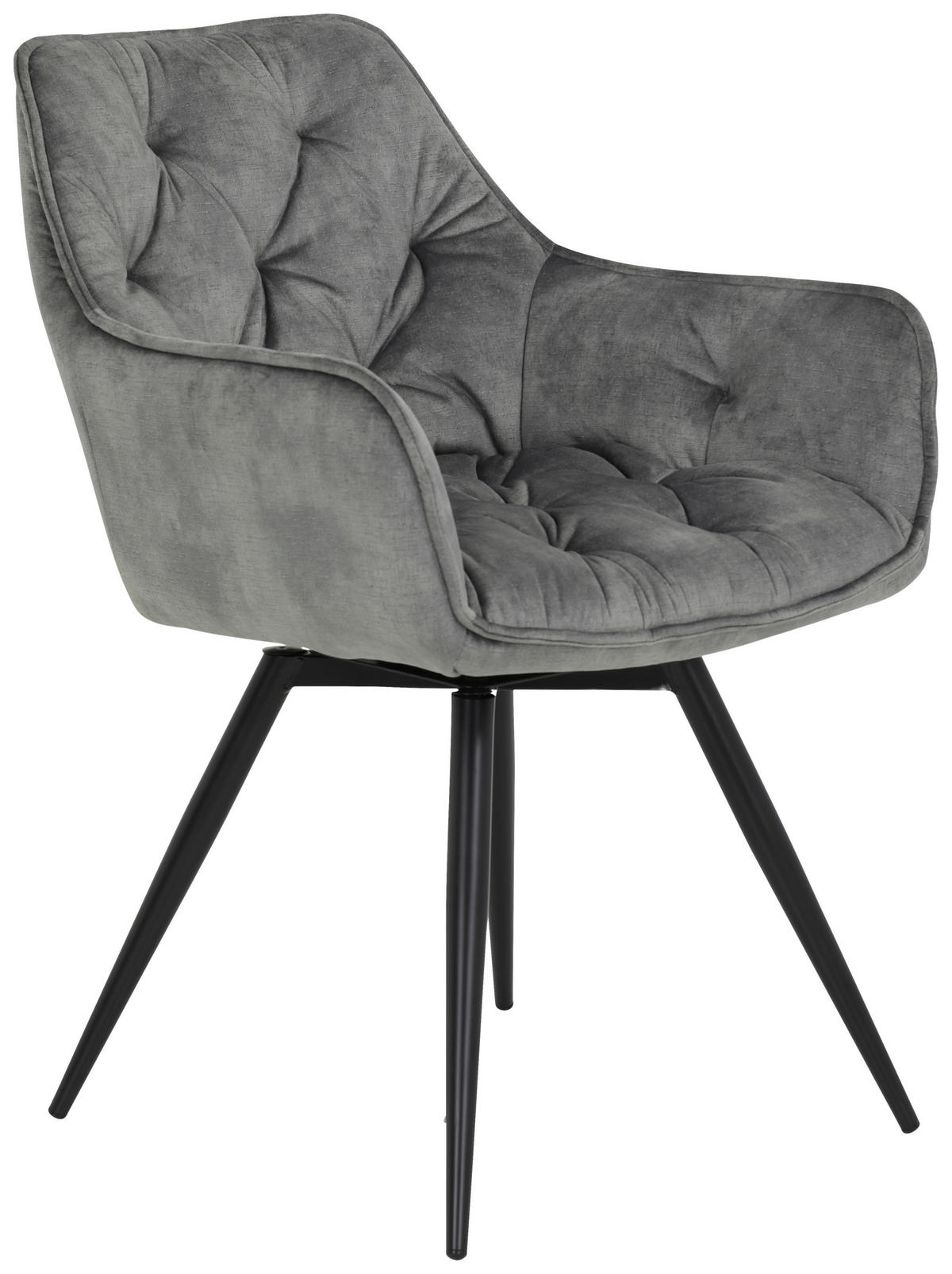 ARMLEHNSTUHL-SET 2 Stück  in Stahl Samt  - Schwarz/Grau, MODERN, Textil/Metall (56/82/63cm) - MID.YOU