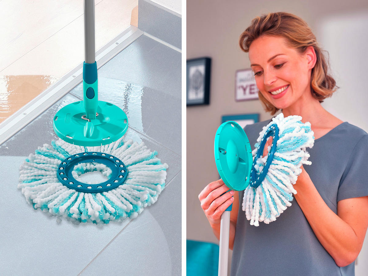 ERSATZMOPP CLEAM TWIST DISC MOP  - Türkis/Weiß, Basics, Kunststoff/Textil (30/30/5cm) - Leifheit