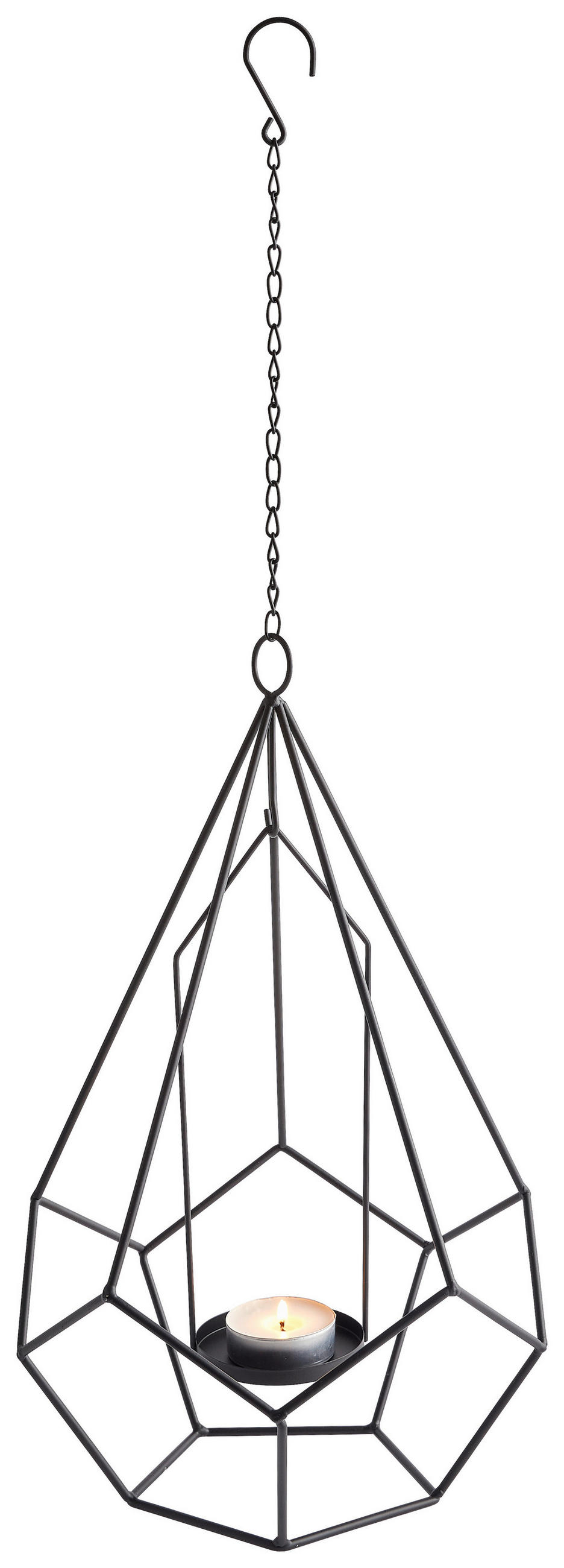 TEELICHTHALTER  - Schwarz, Design, Metall (29,5/44,3/29cm) - Ambia Home
