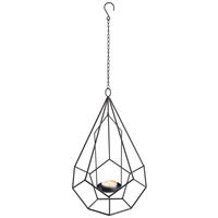 TEELICHTHALTER  - Schwarz, Design, Metall (29,5/44,3/29cm) - Ambia Home