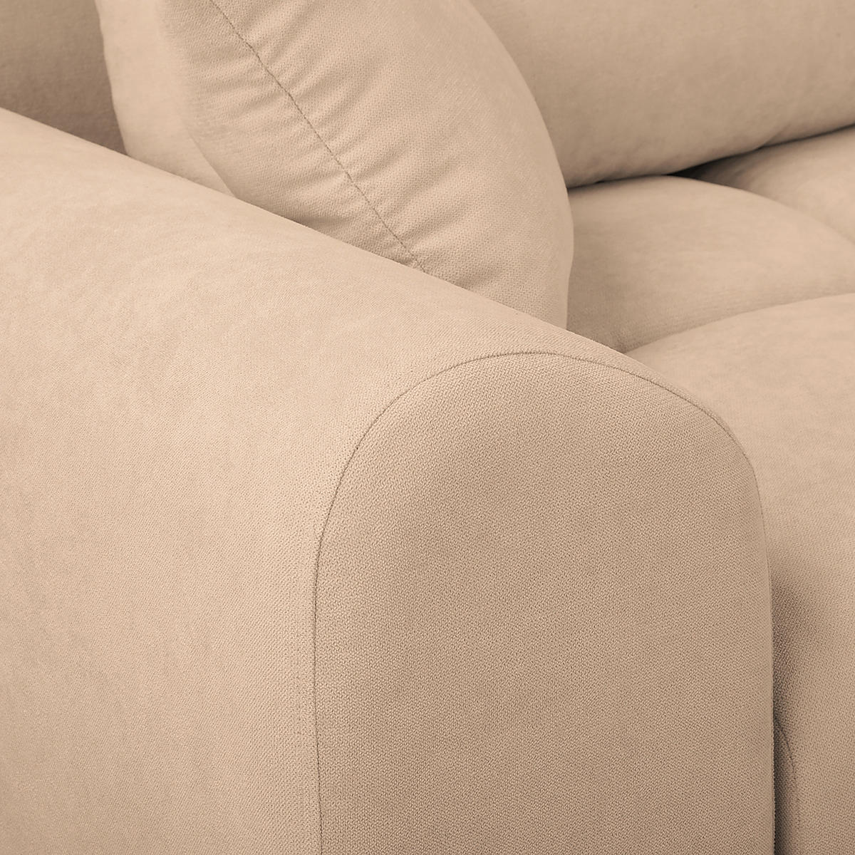 ECKSOFA in Mikrofaser Beige  - Beige/Silberfarben, Design, Textil/Metall (256/175cm) - Livetastic