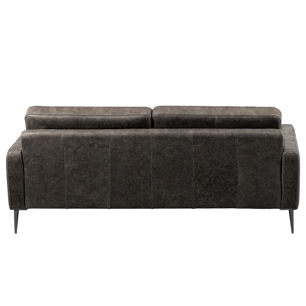 3-SITZER-SOFA SPRING in Lederlook Echtleder Dunkelgrau  - Dunkelgrau/Schwarzchrom, Design, Leder/Textil (187/85/92cm) - Livetastic