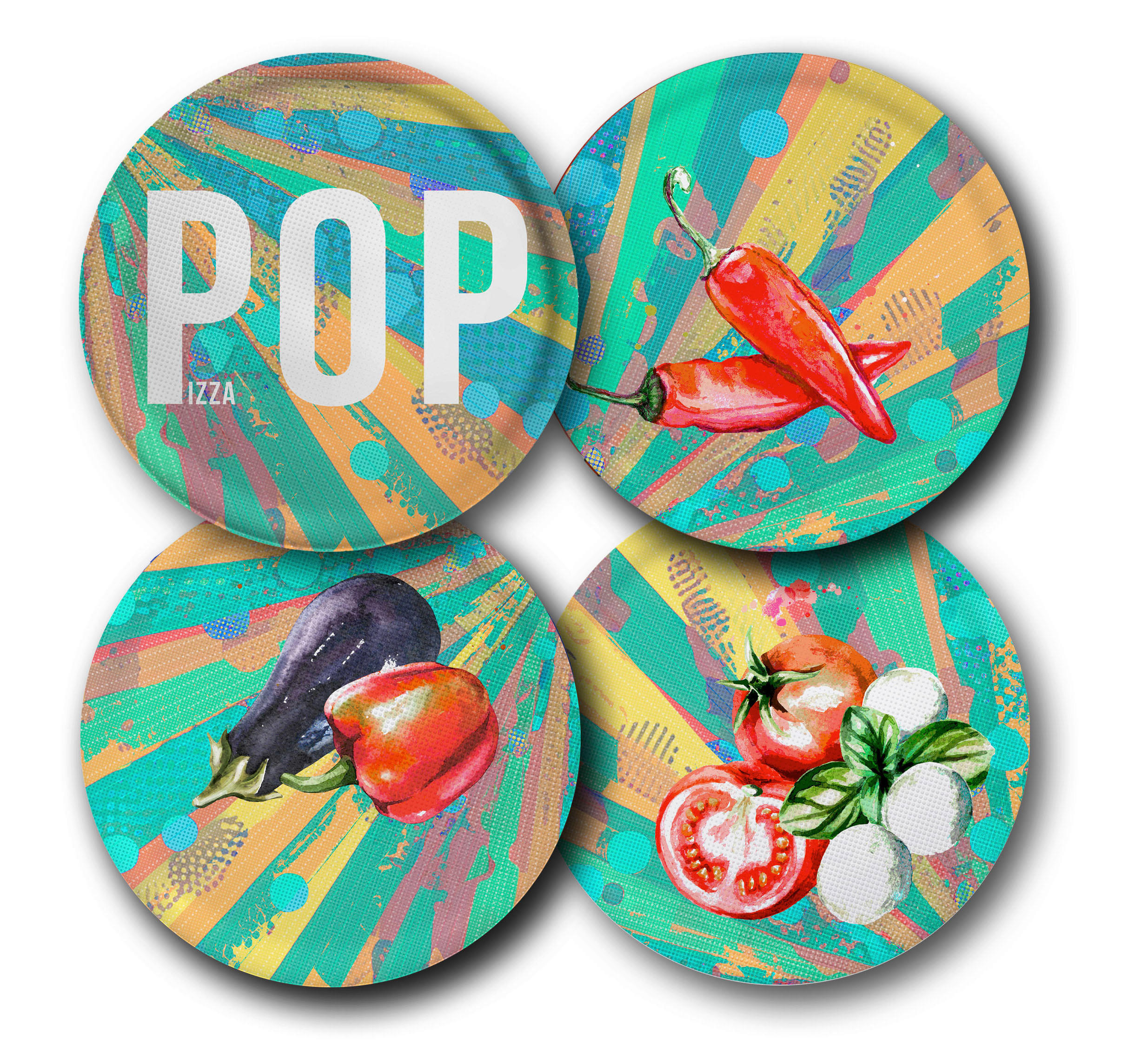 PIZZATELLER Porzellan 4-teilig POP  - Blau/Rot, Basics, Keramik (31/2cm) - Mäser