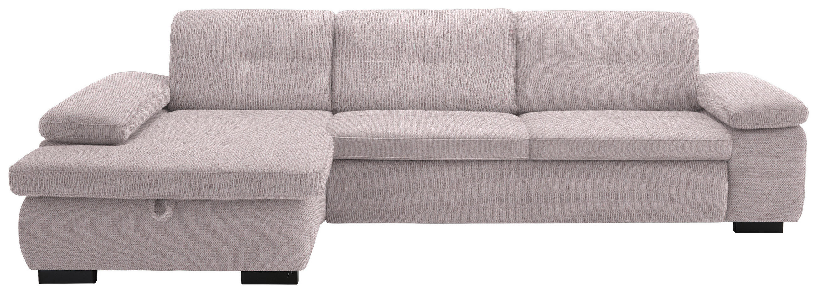 ECKSOFA in Flachgewebe Hellrosa  - Hellrosa/Schwarz, Design, Textil/Metall (174/297cm) - Beldomo Style