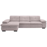 ECKSOFA in Flachgewebe Hellrosa  - Hellrosa/Schwarz, Design, Textil/Metall (174/297cm) - Beldomo Style