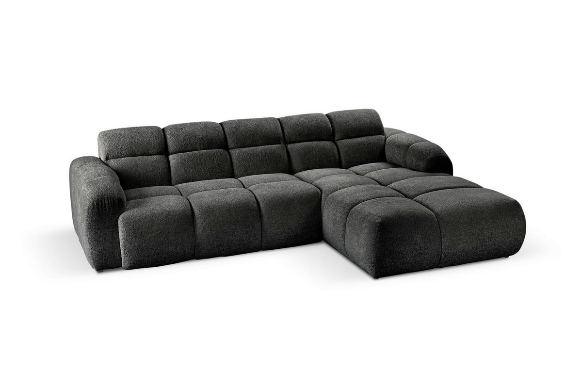 ECKSOFA VENTO in Struktur Dunkelgrau  255/175 cm  - Dunkelgrau/Schwarz, Design, Holz/Holzwerkstoff (255/175cm) - MID.YOU