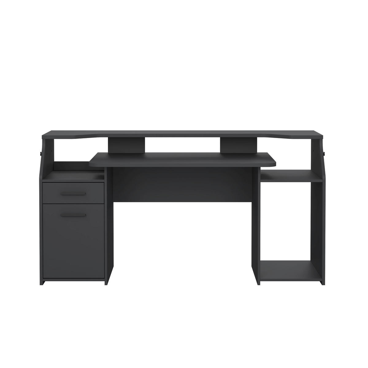GAMINGTISCH 171/48/89,2 cm  in Grau  - Schwarz/Grau, Modern, Holzwerkstoff/Metall (171/48/89,2cm) - MID.YOU