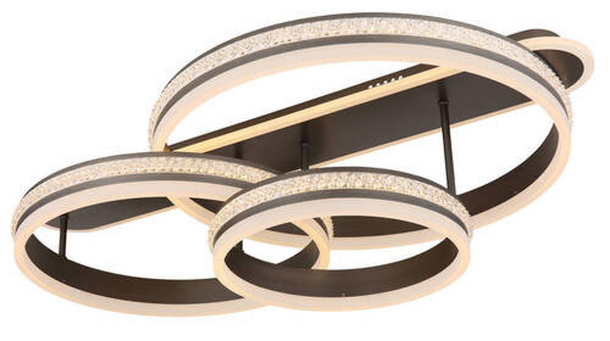 LED MENNYEZETI LÁMPA - titánszürke/opál, Design, műanyag/fém (80/50/21,5cm)