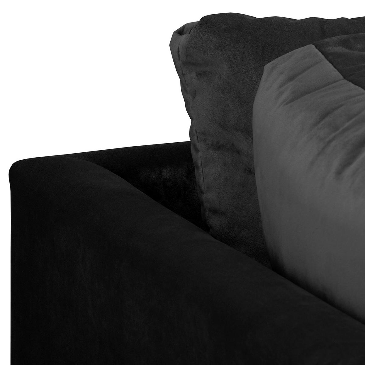 ECKSOFA Ariella Schwarz Samt Rückenkissen  - Schwarz/Naturfarben, Design, Holz/Textil (161/231cm) - Livetastic
