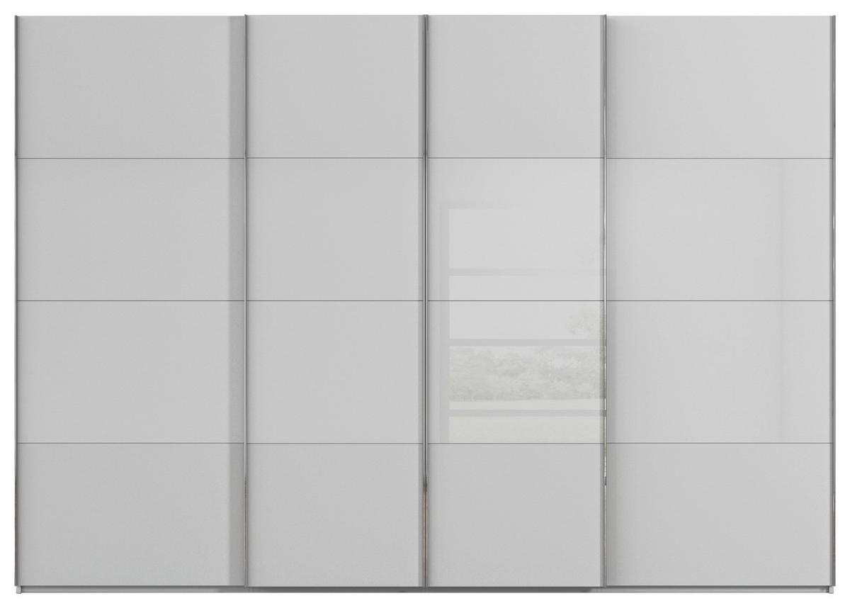 SCHWEBETÜRENSCHRANK 316/235/68 cm 4-türig Seidengrau  - Chromfarben/Seidengrau, KONVENTIONELL, Glas/Holzwerkstoff (316/235/68cm) - Novel