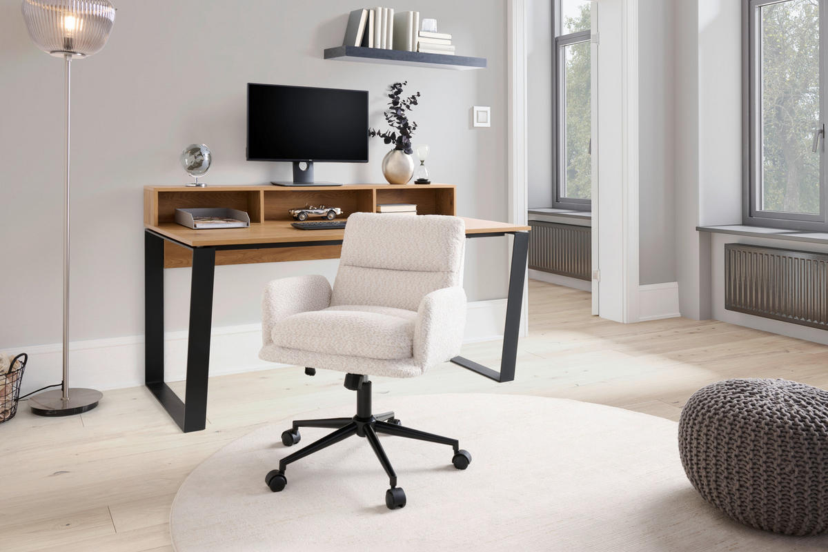 DREHSTUHL  in Bouclé Schwarz, Beige  - Beige/Schwarz, MODERN, Kunststoff/Textil (58/86/96/65cm) - MID.YOU