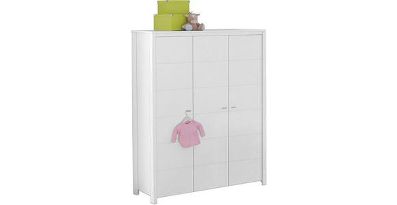 BABYKLEIDERSCHRANK Julija Weiß  - Alufarben/Weiß, Trend, Holzwerkstoff/Metall (135/188/55cm) - My Baby Lou