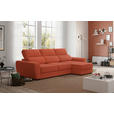 ECKSOFA in Velours Terracotta  - Terracotta/Schwarz, KONVENTIONELL, Kunststoff/Textil (285/177cm) - Carryhome