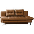 SCHLAFSOFA in Echtleder Cognac  - Cognac/Schwarz, Design, Leder/Metall (209/94/94cm) - Novel