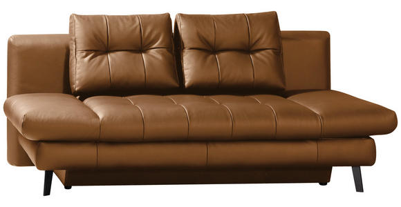 SCHLAFSOFA in Echtleder Cognac  - Cognac/Schwarz, Design, Leder/Metall (209/94/94cm) - Novel