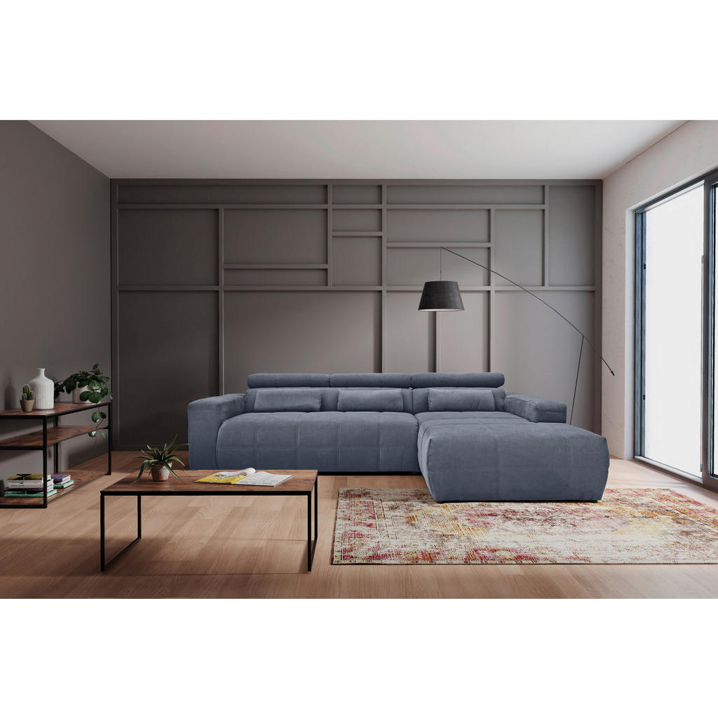 Thumbnail - Mid.you Ecksofa, Dunkelgrau, Textil, Uni, 3-Sitzer, Ottomane rechts, L-Form, 285x175 cm, Made in EU, FSC Mix, Rücken ech...
