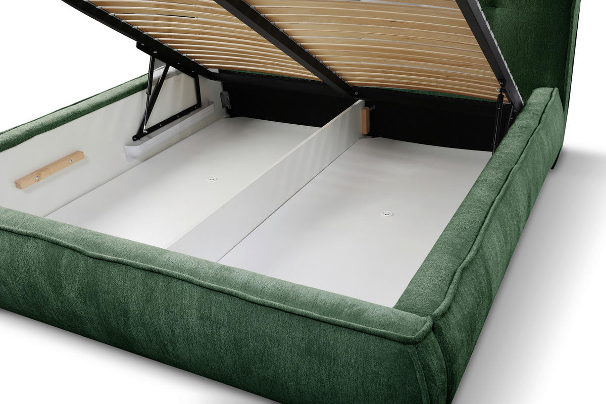 POLSTERBETT Lattenrost 180/200 cm  in Grün  - Beige/Schwarz, LIFESTYLE, Holz/Textil (180/200cm) - Livetastic