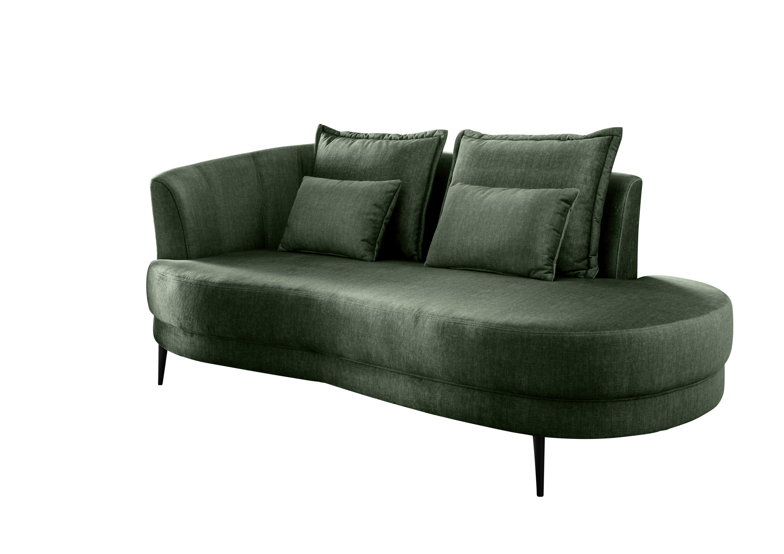 OTTOMANE Velours Dunkelgrün  - Dunkelgrün/Schwarz, MODERN, Textil/Metall (211/85/101cm) - Livetastic