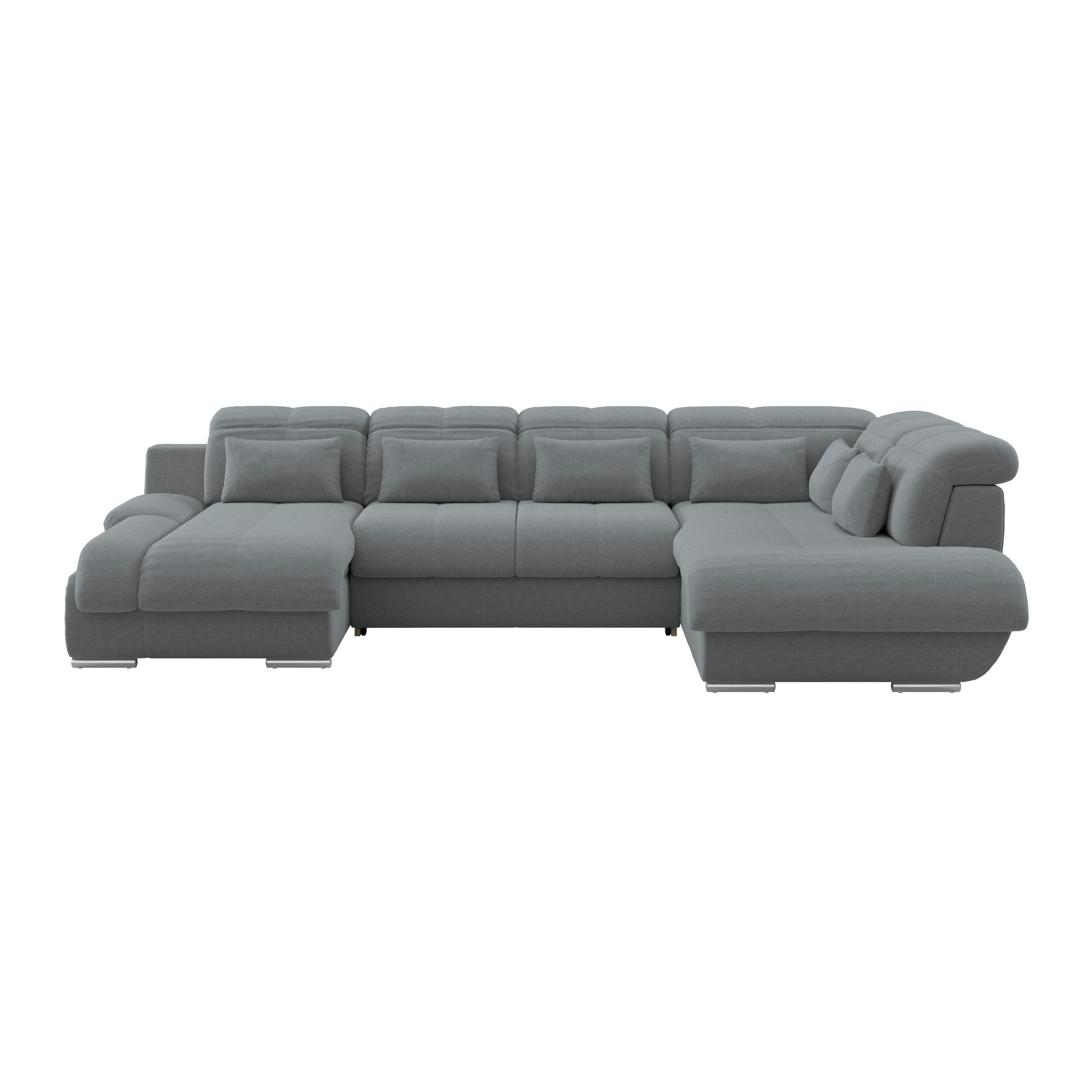 WOHNLANDSCHAFT MULTI Anthrazit Chenille  - Chromfarben/Anthrazit, MODERN, Textil/Metall (184/345/228cm) - Livetastic