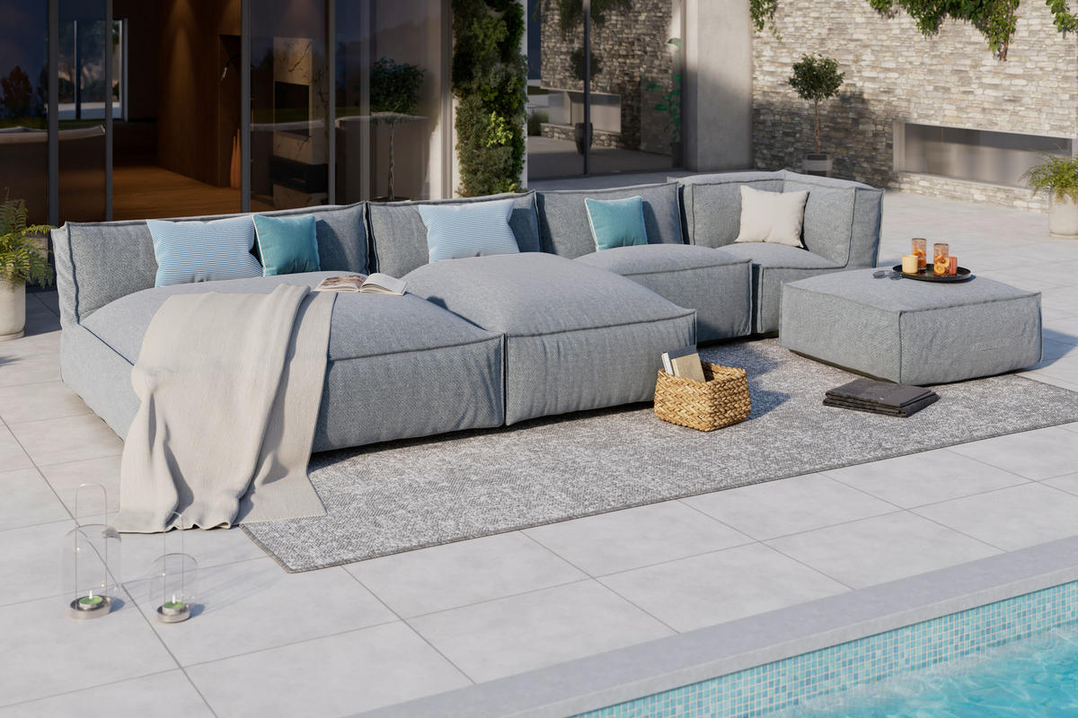 LOUNGESOFA  - Grau, MODERN, Textil (95/35/95cm) - Ambia Garden