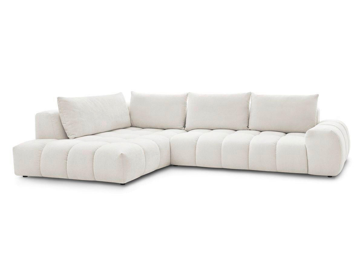 ECKSOFA Ottomane links  EVEREST Weiß Struktur  - Schwarz/Weiß, MODERN, Kunststoff/Textil (352/210cm)