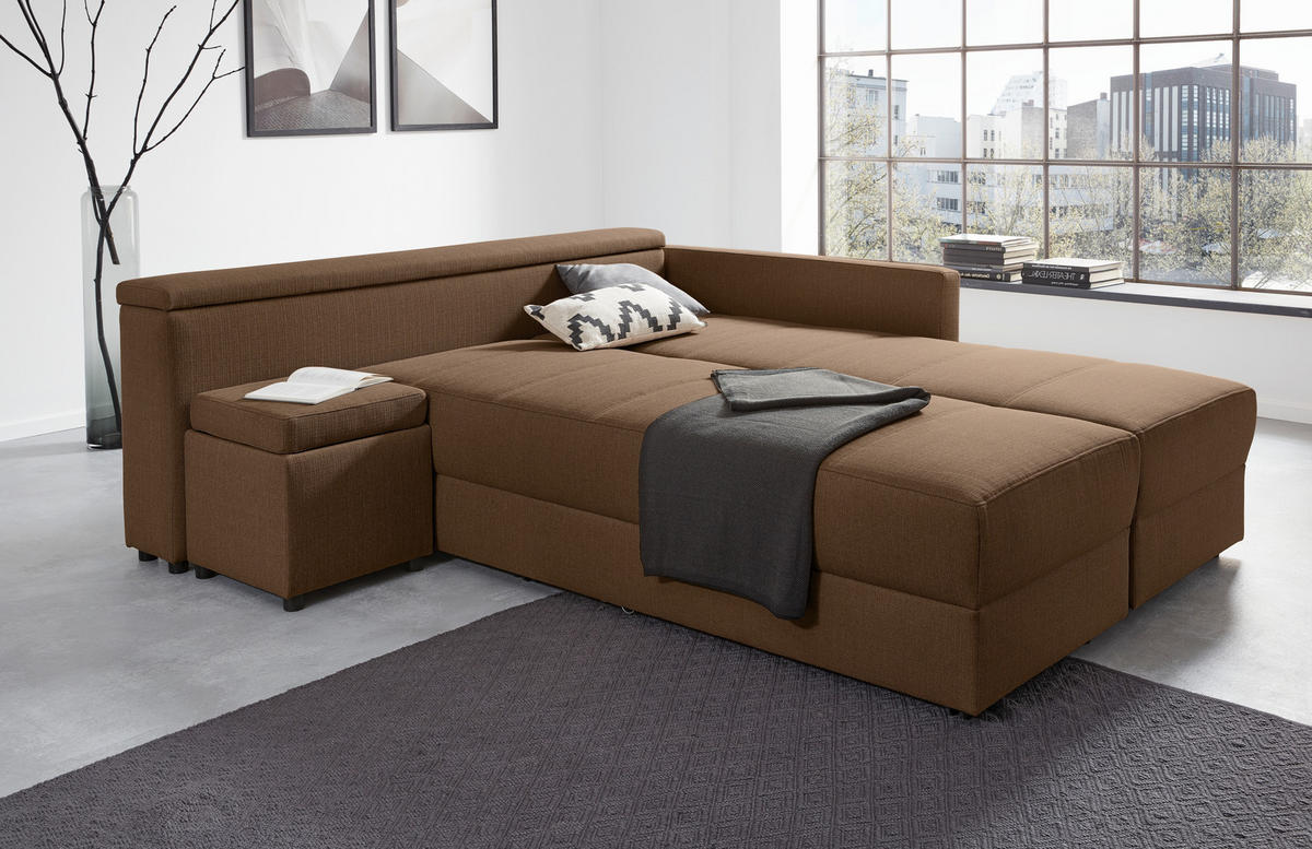 ECKSOFA in Webstoff Dunkelbraun  229/287 cm  - Dunkelbraun/Schwarz, Design, Kunststoff/Textil (229/287cm) - LOOKS by W.Joop