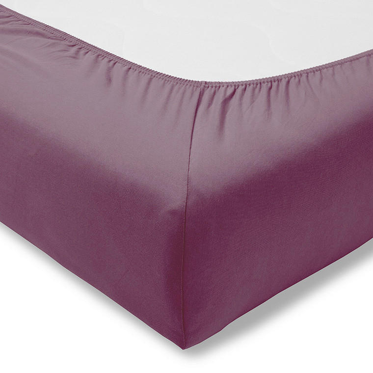 SPANNBETTTUCH Exquisit Single-Jersey  - Aubergine, Basics, Textil (100/200cm) - Estella