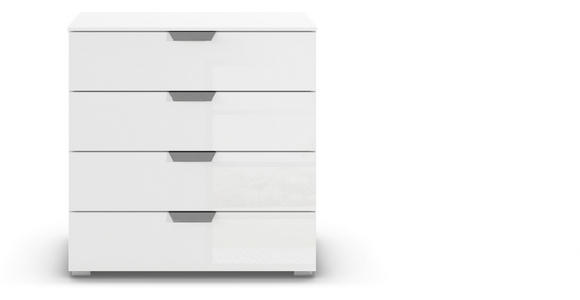 KOMMODE  in 80/81/42 cm  - Chromfarben/Weiß, Design, Glas/Holzwerkstoff (80/81/42cm) - Carryhome