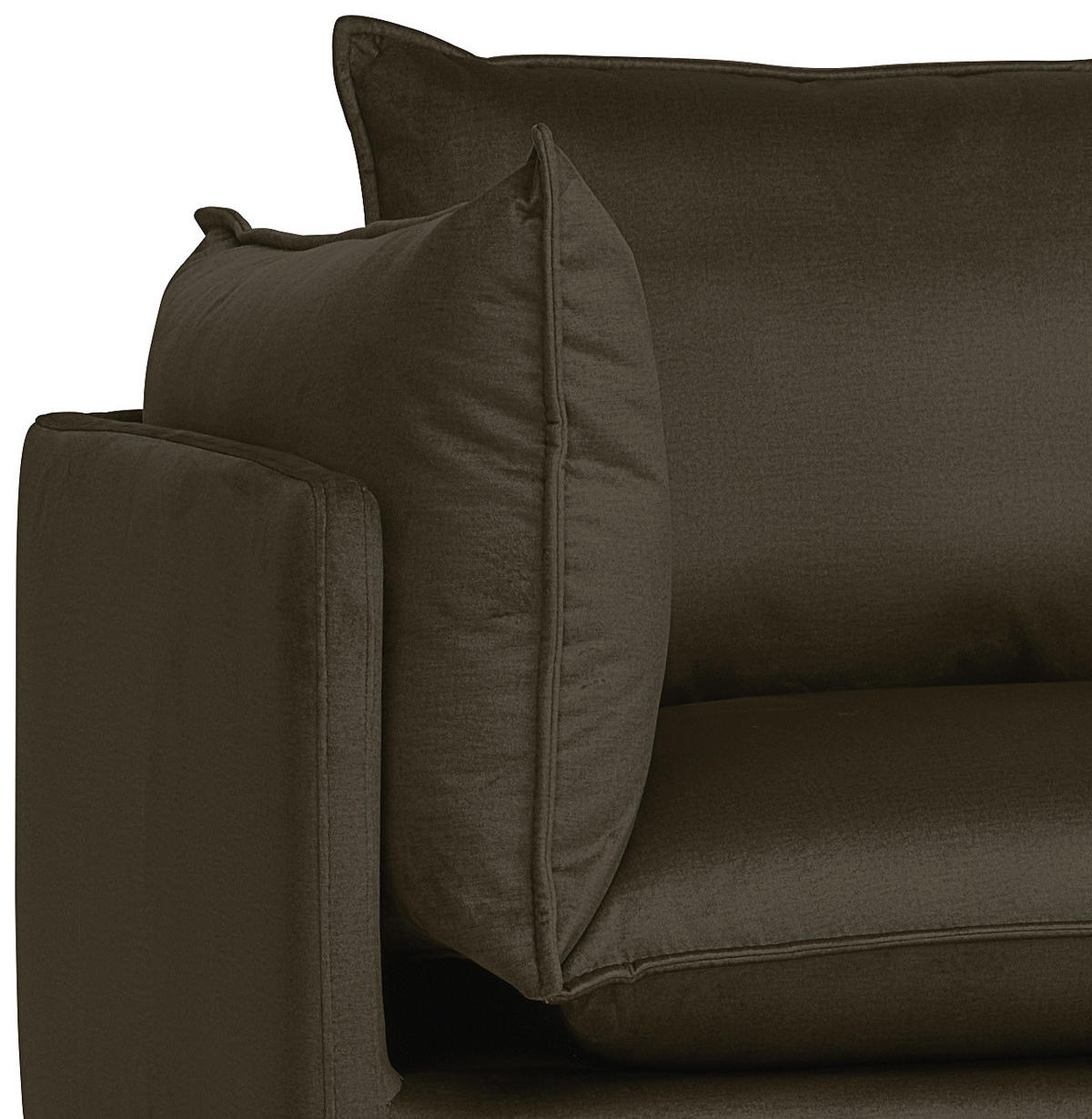 ECKSOFA Braun Samt  - Schwarz/Braun, Design, Textil/Metall (241/200cm) - Carryhome