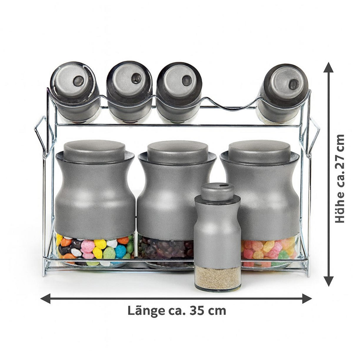 GEWÜRZGLAS-SET - Grau, Basics, Glas