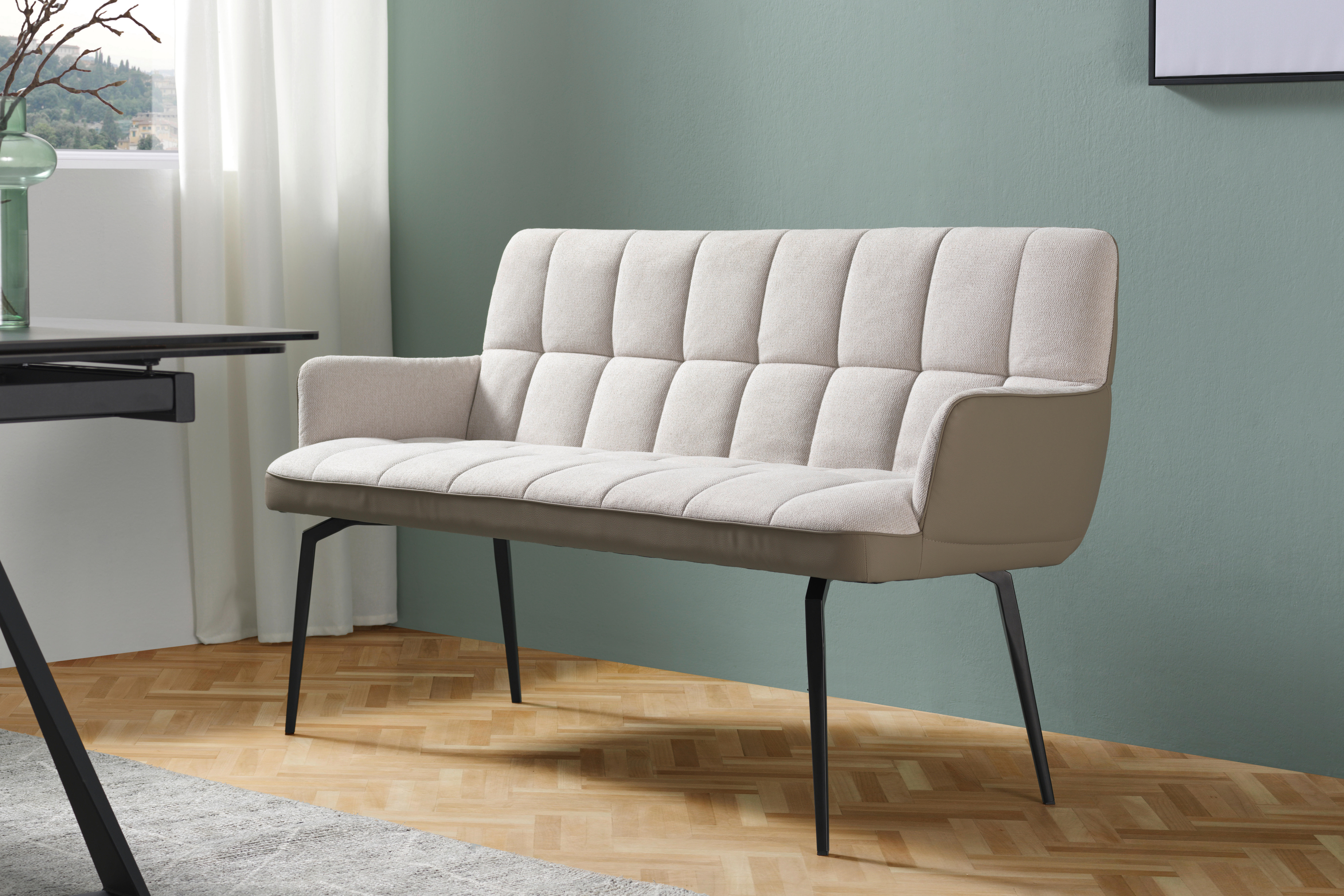 SEDACÍ LAVICE, béžová, světle hnědá - bílá/černá, Moderní, kov/textil (162/88/63cm) - Livetastic
