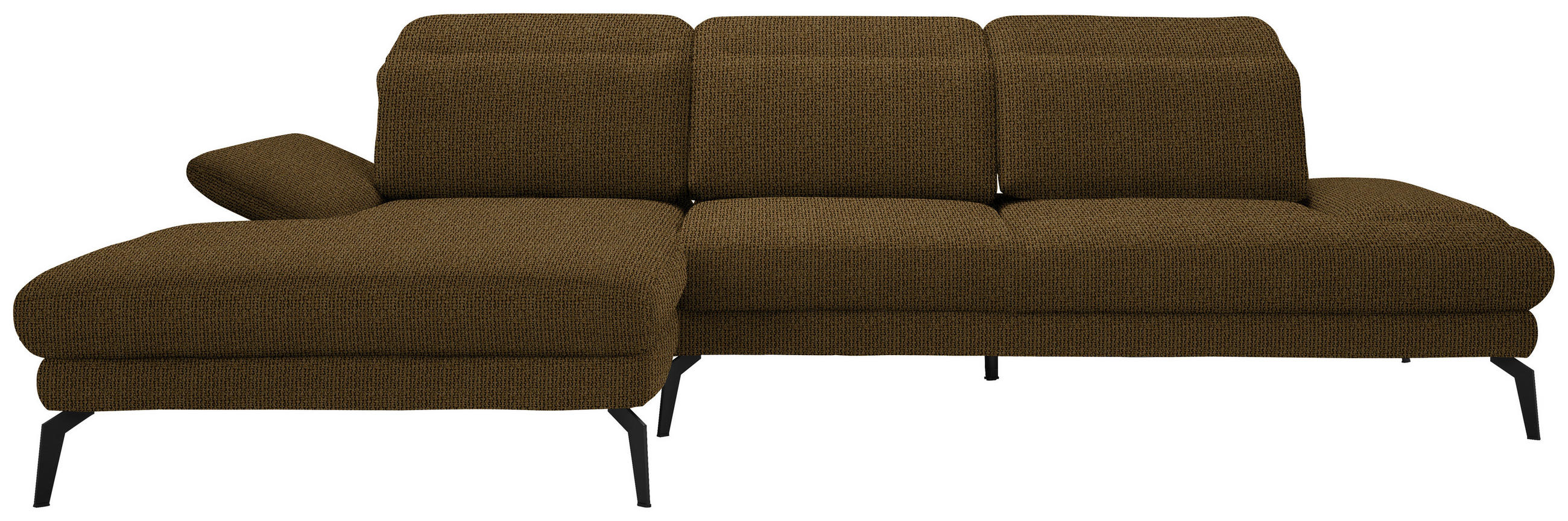 ECKSOFA Messingfarben Webstoff  - Messingfarben/Schwarz, Design, Textil/Metall (180/289cm) - Stylife
