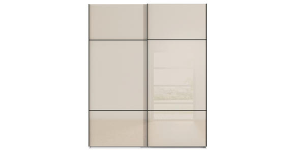 SCHWEBETÜRENSCHRANK 162/223/68 cm 2-türig Weiß, Champagner - Champagner/Schwarz, KONVENTIONELL, Glas/Holzwerkstoff (162/223/68cm) - Novel