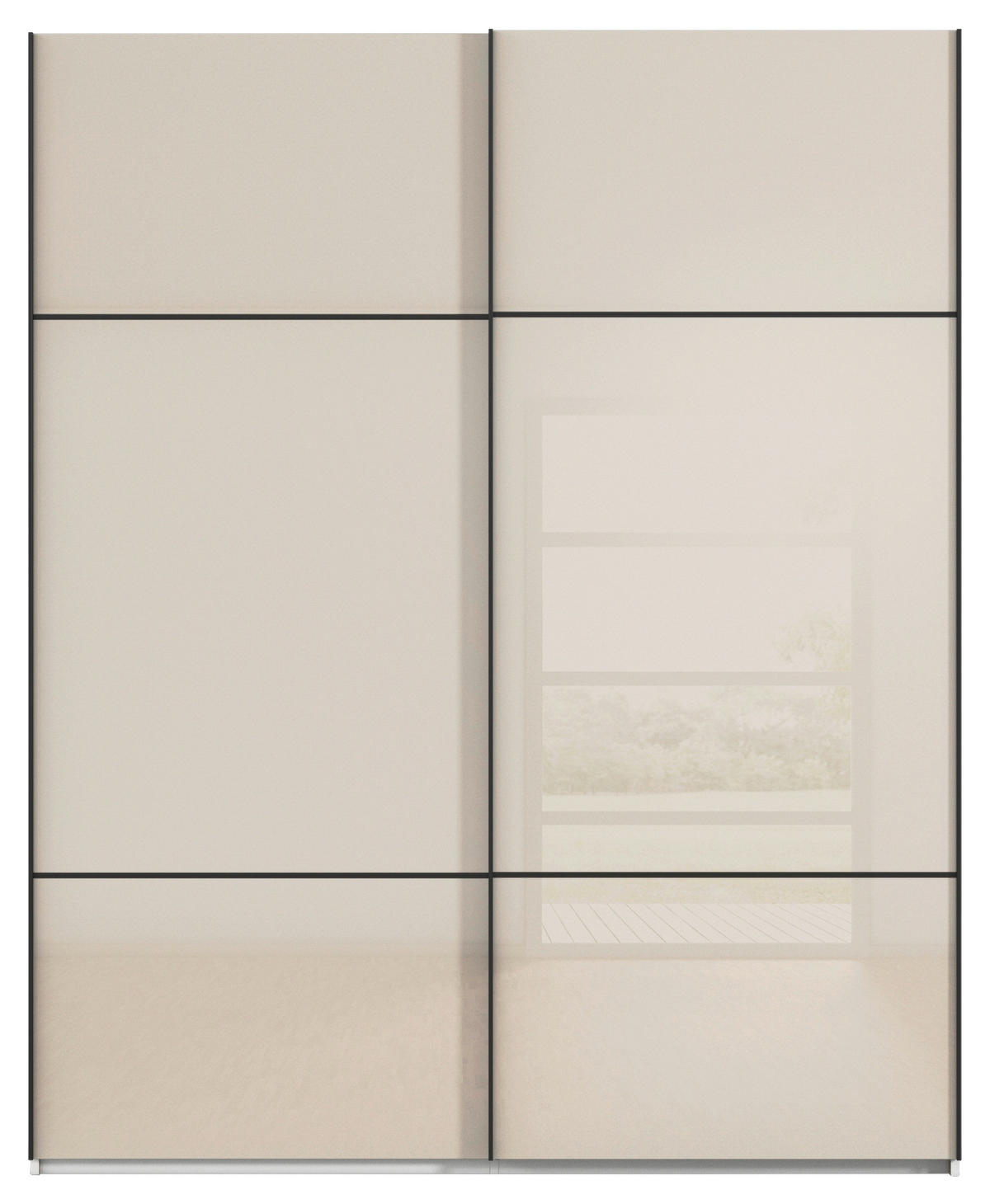 SCHWEBETÜRENSCHRANK in Weiss, Champagner  - Weiss/Champagner, Konventionell, Glas/Holzwerkstoff (162/223/68cm) - Novel