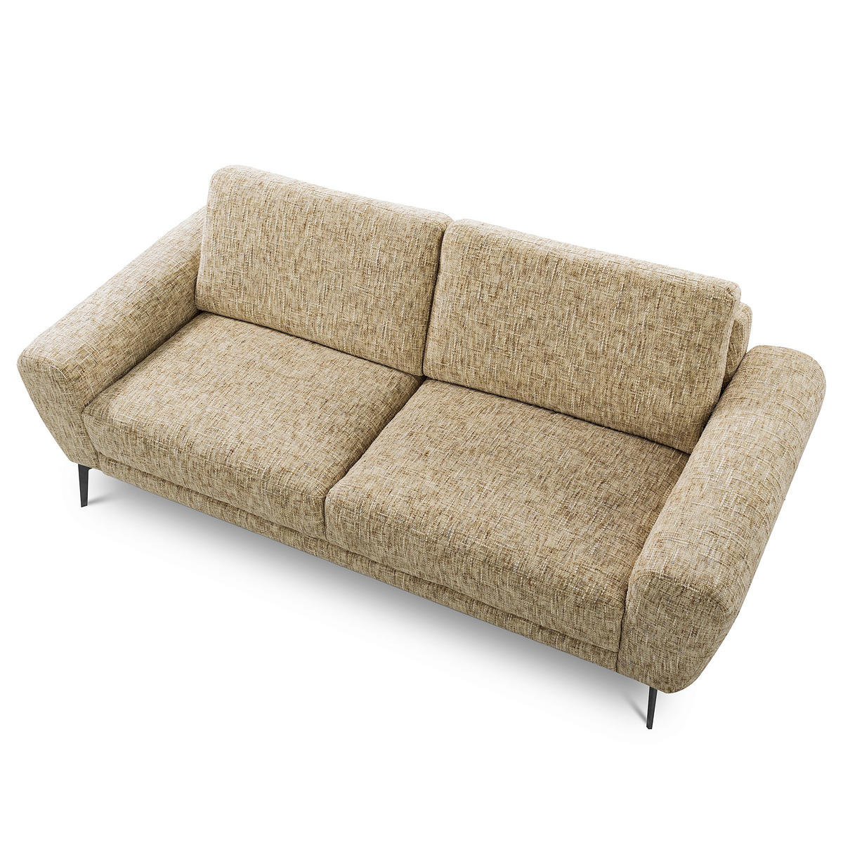 3-SITZER-SOFA Webstoff Hellbraun  - Hellbraun/Schwarz, Design, Textil/Metall (187/85/92cm) - Livetastic