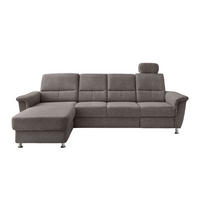 ECKSOFA Graubraun Chenille  - Chromfarben/Graubraun, KONVENTIONELL, Textil/Metall (165/292cm) - Livetastic