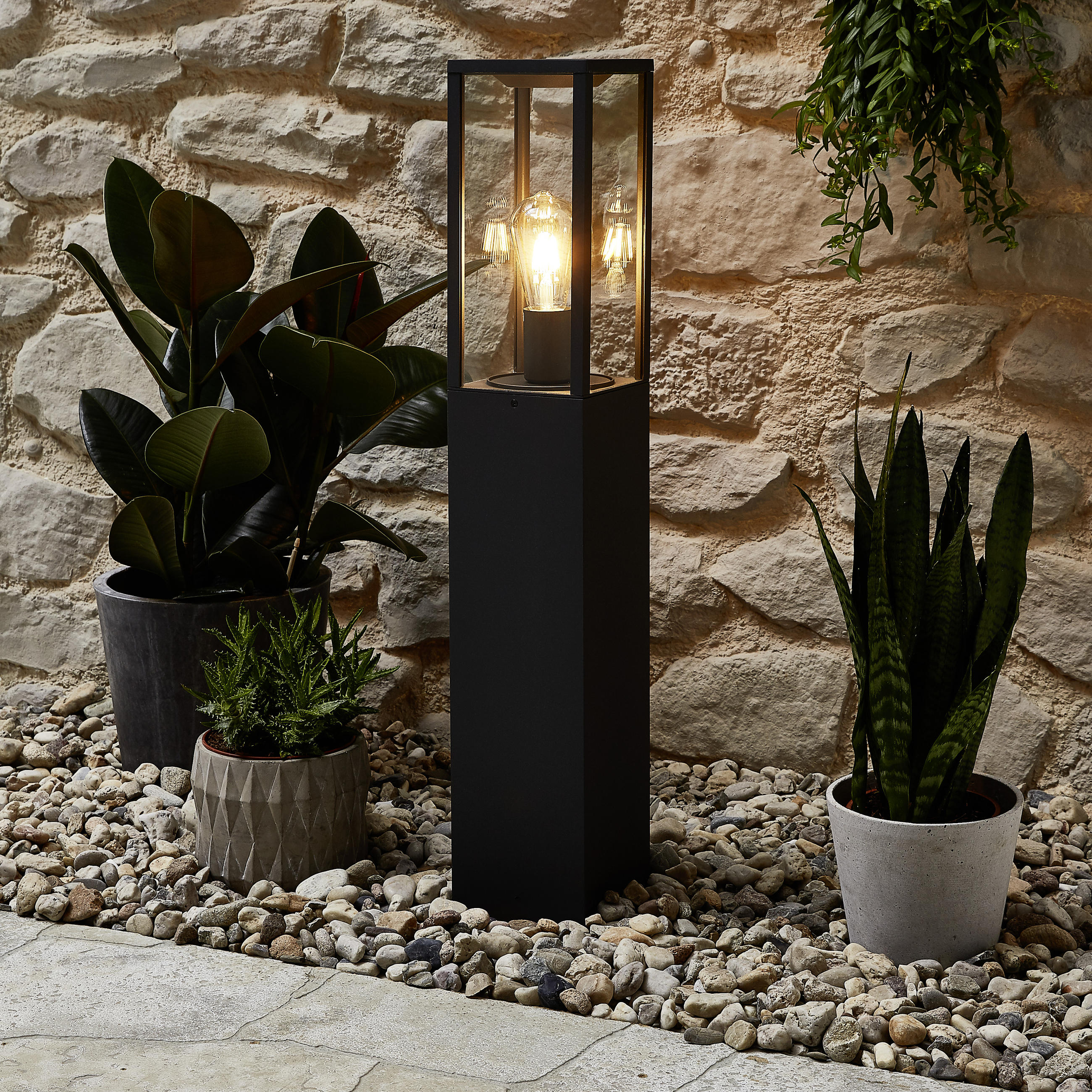 WEGELEUCHTE Garonne 14/14/80 cm   - Anthrazit, Trend, Glas/Metall (14/14/80cm) - Trio Leuchten