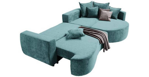 ECKSOFA Türkis Chenille  - Türkis/Schwarz, Design, Kunststoff/Textil (307/194cm) - Carryhome