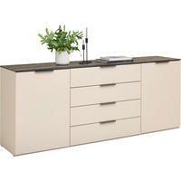 SIDEBOARD  200/81/44,5 cm 4 låda(or)  - svart/grå, Design, metall/trämaterial (200/81/44,5cm) - Voleo