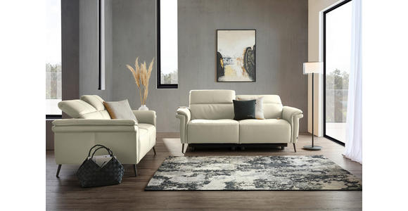 3-SITZER-SOFA  in Echtleder Creme   - Creme/Schwarz, Design, Leder/Metall (210/79/104cm) - Belluti