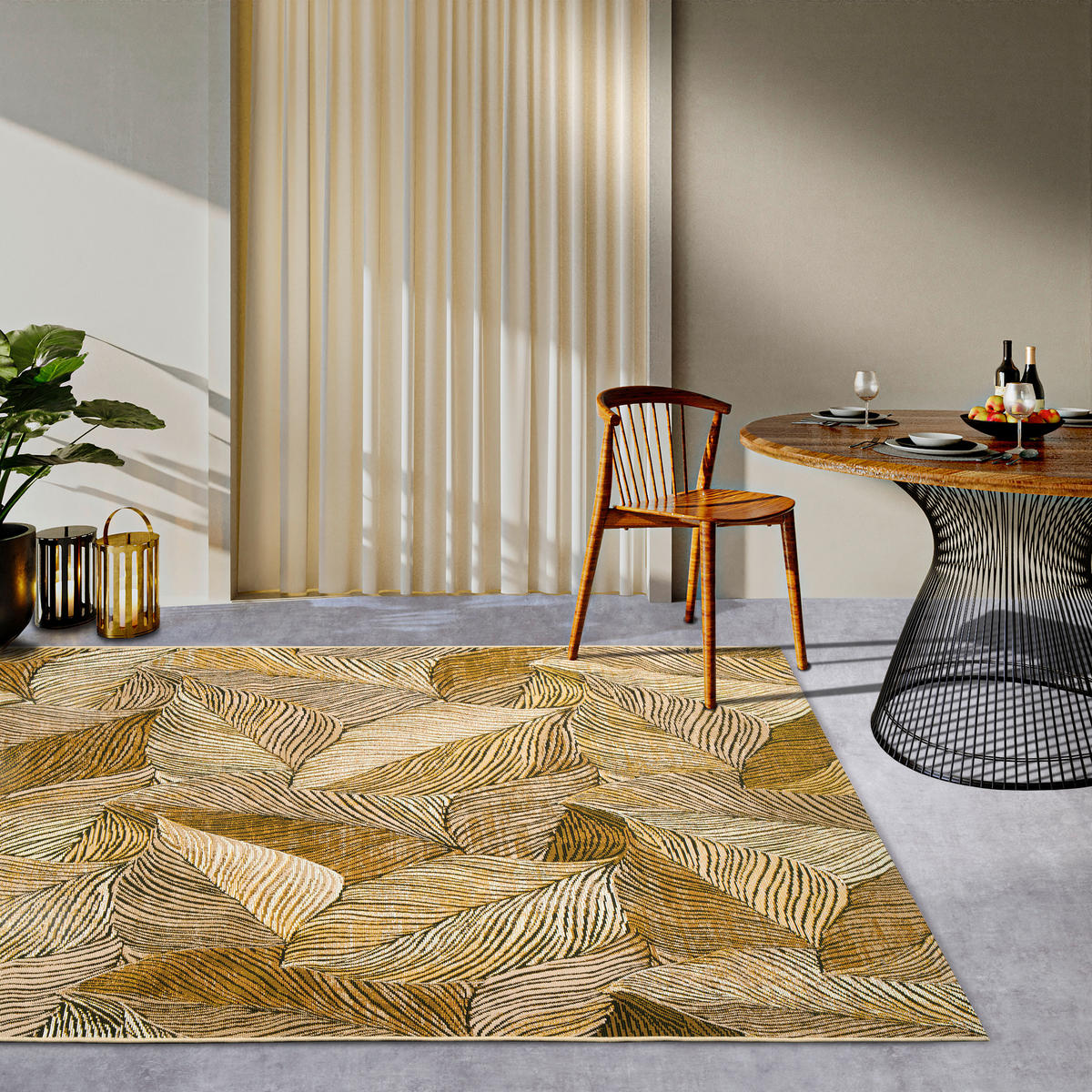 OUTDOORTEPPICH 160/235 cm Kollektion 1767 Schwarz, Goldfarben  - Goldfarben/Schwarz, Design, Kunststoff (160/235cm) - Villeroy & Boch