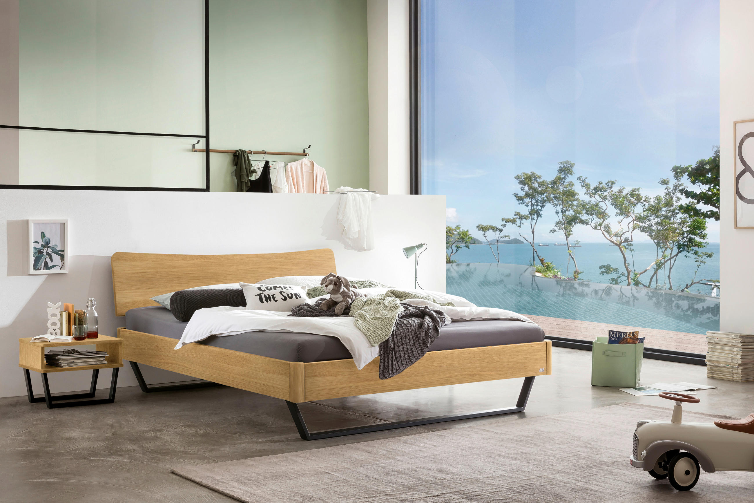 BETT 140/200 cm  in Anthrazit, Eichefarben  - Eichefarben/Anthrazit, Design, Holz/Metall (140/200cm) - Hasena