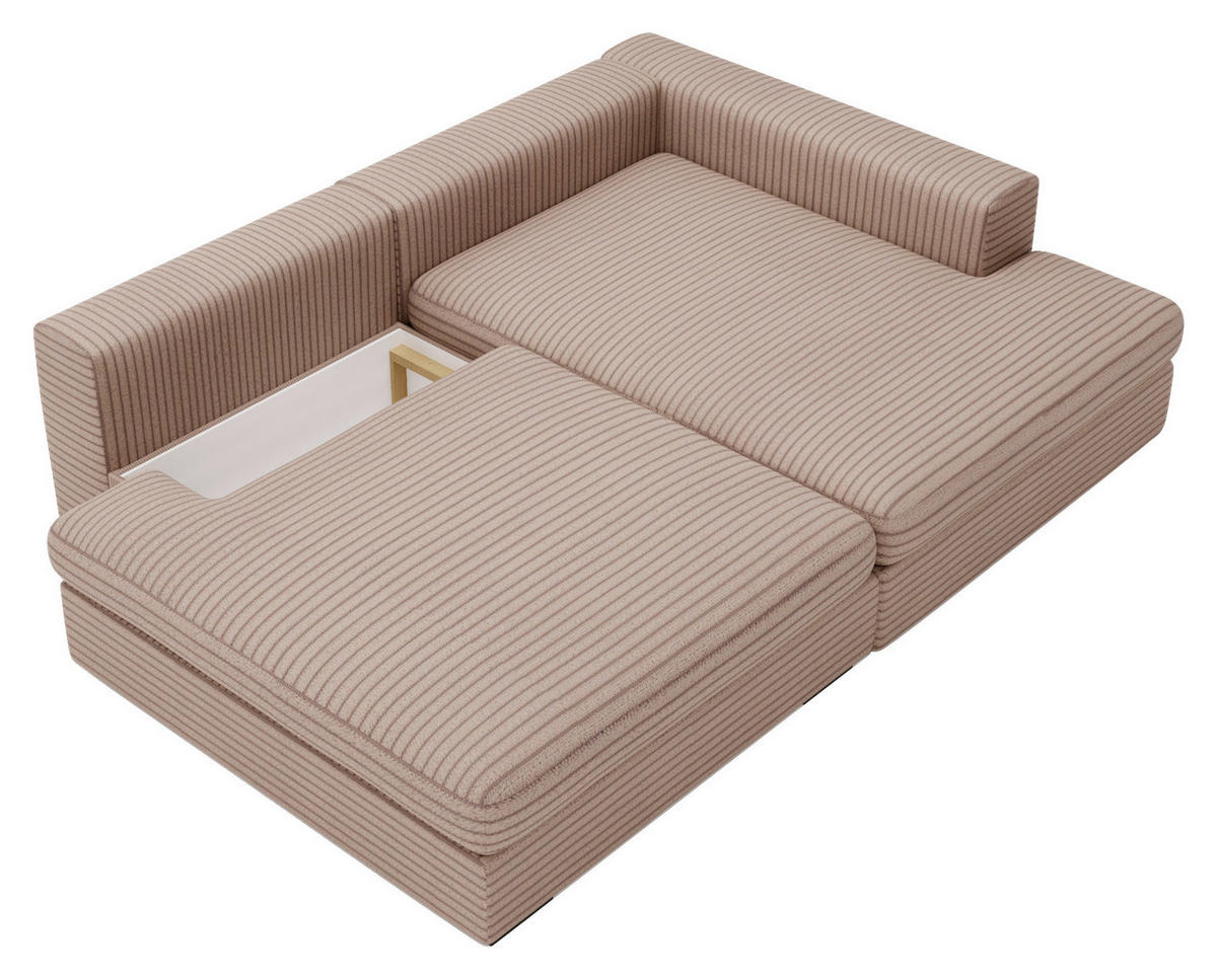 ECKSOFA in Cord Hellbraun  - Hellbraun/Schwarz, Design, Kunststoff/Textil (223/158cm) - Lomoco